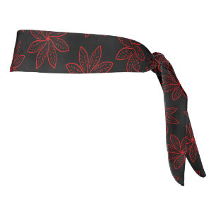 Crimson Pattern on Black Tie Headband