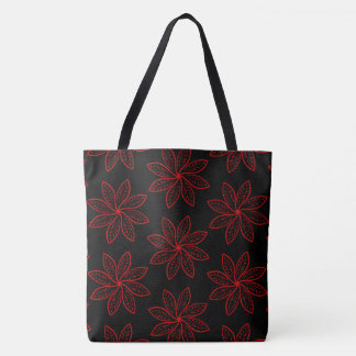 Crimson Pattern on Black  Tote Bag