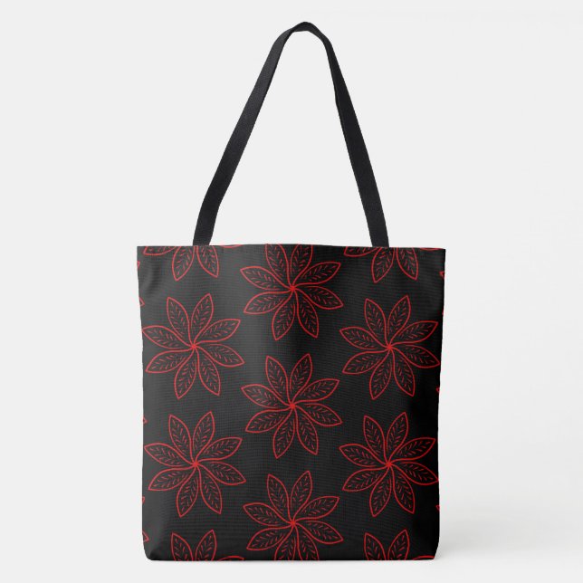 Crimson Pattern on Black  Tote Bag (Front)