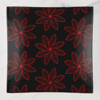 Crimson Pattern on Black  Trinket Tray