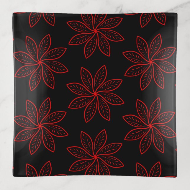 Crimson Pattern on Black  Trinket Tray (Front)