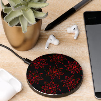 Crimson Pattern on Black Wireless Charger
