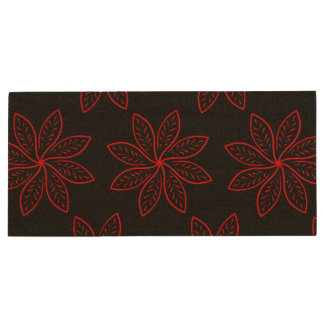 Crimson Pattern on Black  Wood Flash Drive