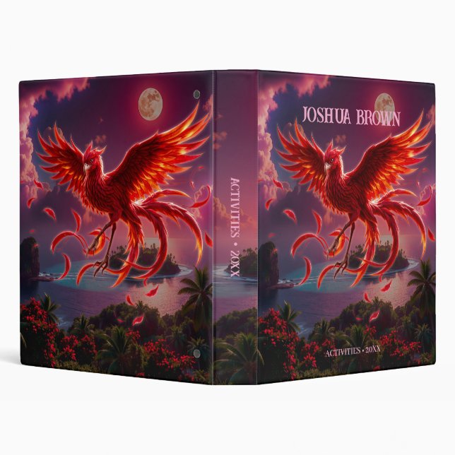 Crimson Phoenix of the Moonlit Tide. 3 Ring Binder (Background)