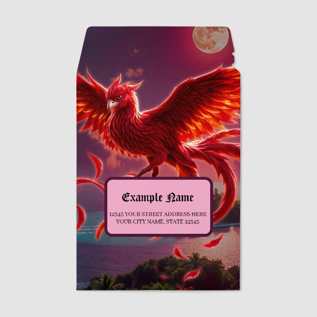 Crimson Phoenix of the Moonlit Tide.  Envelope Mailers (Front)