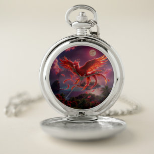 Crimson Phoenix of the Moonlit Tide.  Pocket Watch