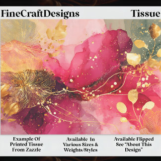 Crimson & Pink Alcohol Ink + Gold EA4L Decoupage Tissue Paper