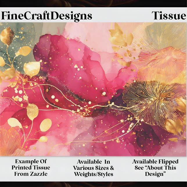 Crimson & Pink Alcohol Ink + Gold EA4R Decoupage Tissue Paper (Creator Uploaded)