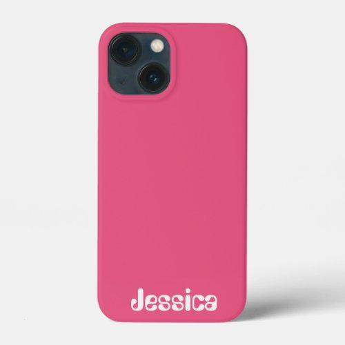 Crimson Pink Retro Name iPhone 13 Mini Case