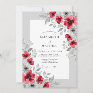 Crimson Polished Botanical Wedding Invitation
