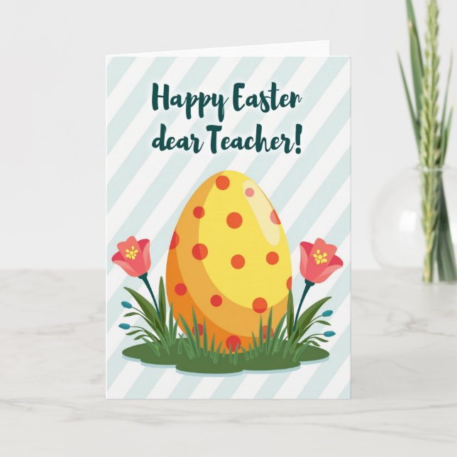 Crimson Polka Dot Ovate Card (Front)