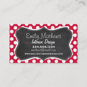 Crimson Polka Dots; Chalkboard Look Business Card by Baby_Shower_Boutique at Zazzle