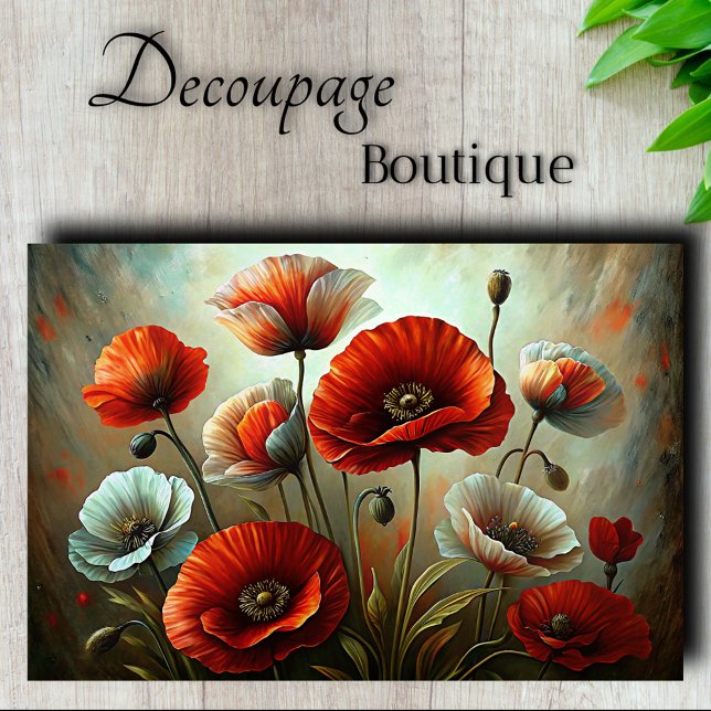 Crimson Poppy Dance Decoupage Tissue Paper (Crimson Poppy Dance Decoupage Tissue Paper)