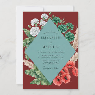 Crimson Poppy Steel Wedding Invitation