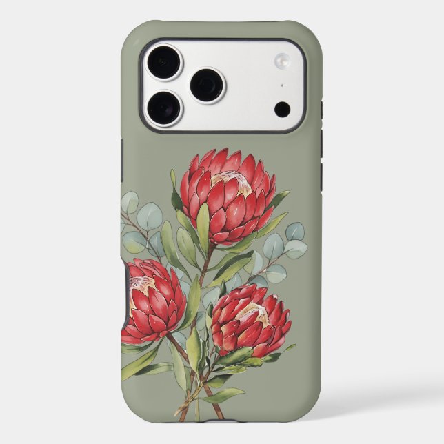 Crimson Protea Bouquet Watercolor Case-Mate iPhone Case (Back)