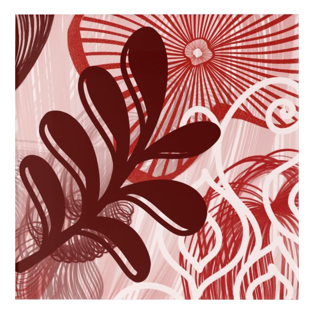 Crimson Radiance – Abstract Botanical Sunburst Art (Front)