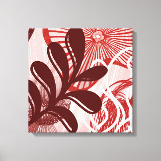 Crimson Radiance – Abstract Botanical Sunburst Art Canvas Print