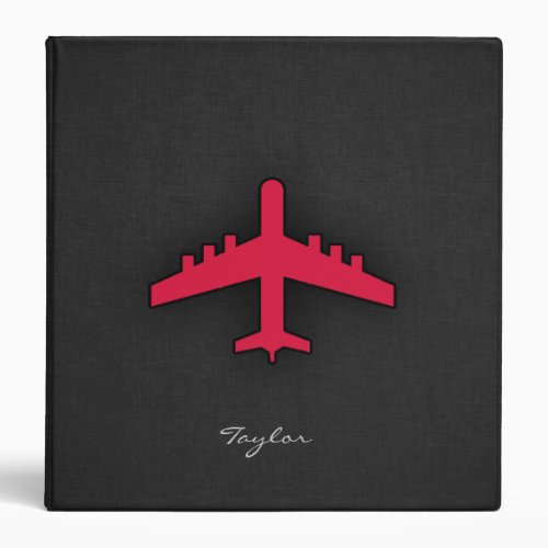 Crimson Red Airplane 3 Ring Binder