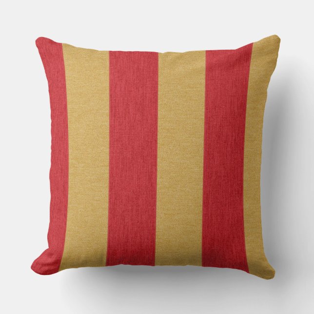 Crimson red and gold stripes throw pillow (Front)