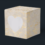 Crimson Red and Gold Vintage Damask Favor Box<br><div class="desc">Vintage distressed ivory damask favor box with accents of gold to complement the collection below.</div>