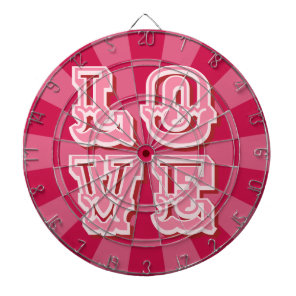 Crimson Red and Pink Vintage LOVE Valentine Theme Dart Board