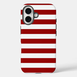 Crimson Red and White Stripes iPhone 16 Case