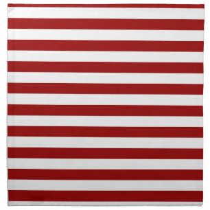 Crimson Red and White Stripes Cloth Napkin