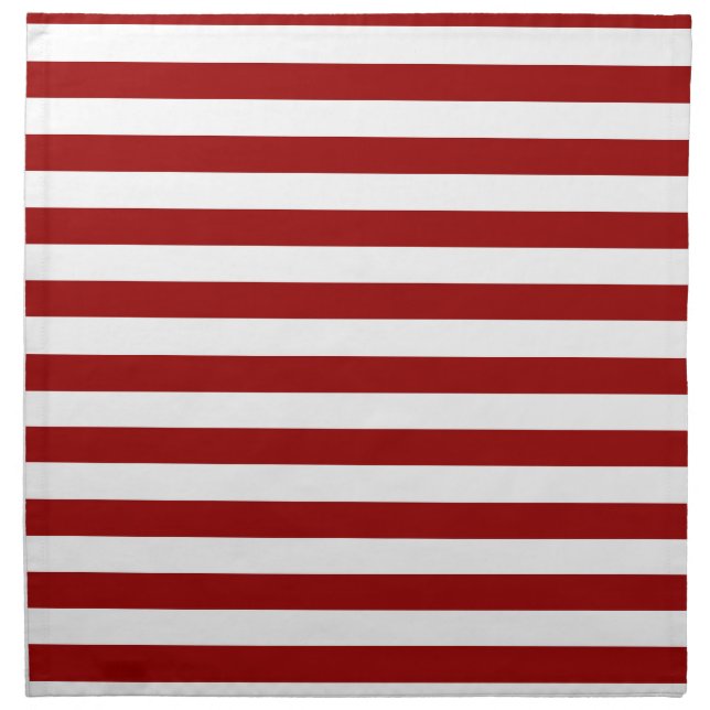 Crimson Red and White Stripes Cloth Napkin (Front)