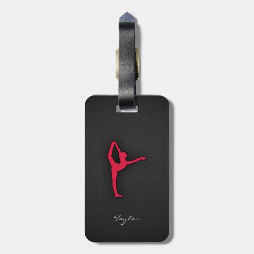 Crimson Red Ballet Dancer Luggage Tag