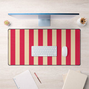 Crimson Red & Beige Striped Desk Mat – Customize