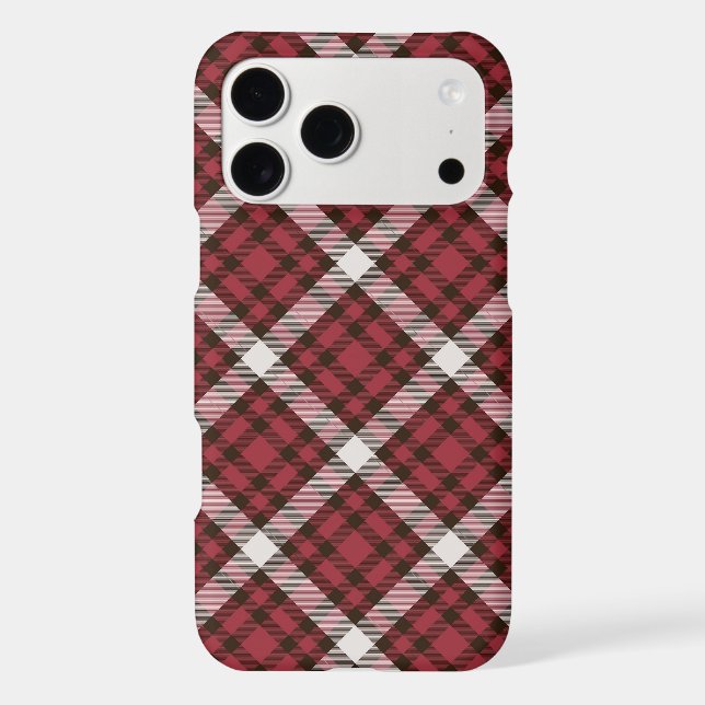 Crimson Red & Black Diagonal Plaid Pattern Iphone Case (Back)