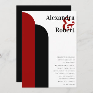 Crimson Red Black Ultra Modern Minimal Invitation