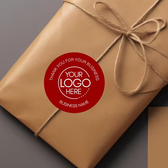 Crimson Red Business Thank You Classic Round Sticker (Creator Uploaded)