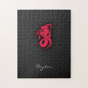 Crimson Red Capricorn Jigsaw Puzzle