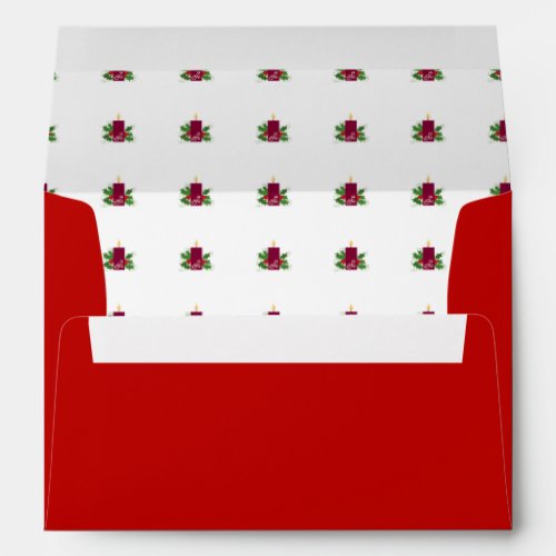 Crimson Red Christmas Motif Envelope