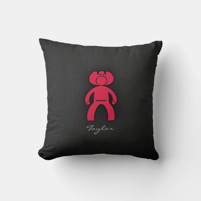 Crimson Red Cowboy Throw Pillow (Front)