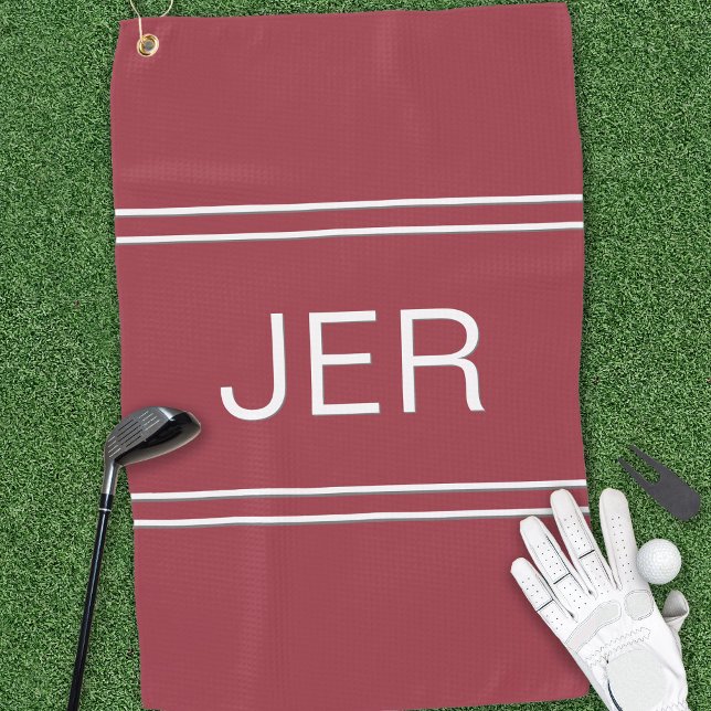Crimson Red Custom Monogrammed Golfer Sports Pro   Golf Towel (Creator Uploaded)