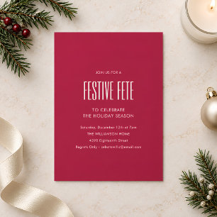 Crimson Red Festive Fete Christmas Holiday Party Invitation