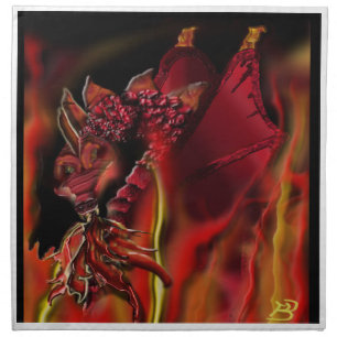 Crimson red fire flame dragon Cloth Napkin