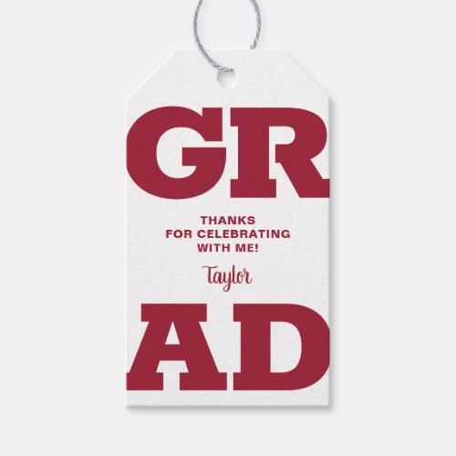 Crimson Red Graduation Party Favor Gift Tags