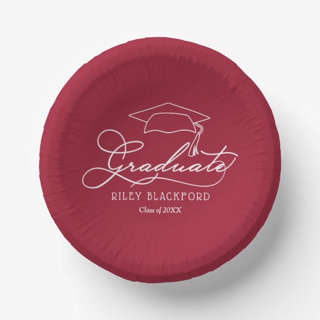 Crimson Red Graduation Party Paper Bowls (Front)