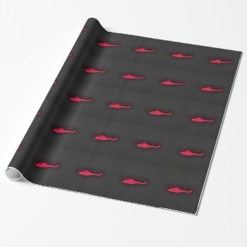 Crimson Red Helicopter Wrapping Paper by ColorStock at Zazzle