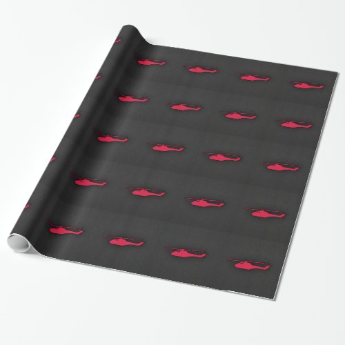 Crimson Red Helicopter Wrapping Paper