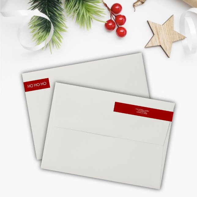 Crimson Red "HO HO HO" Return Address Label (Creator Uploaded)