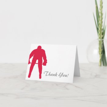 Crimson Red Hockey Thank You Card by ColorStock at Zazzle