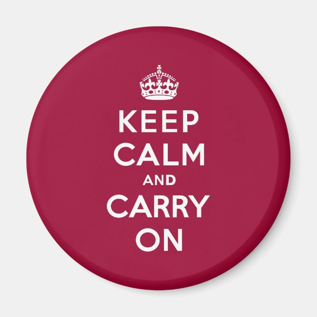 Crimson Red Keep Calm and Carry On Magnet (Front)