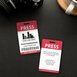 Crimson Red Logo Bar Code Press ID Badge