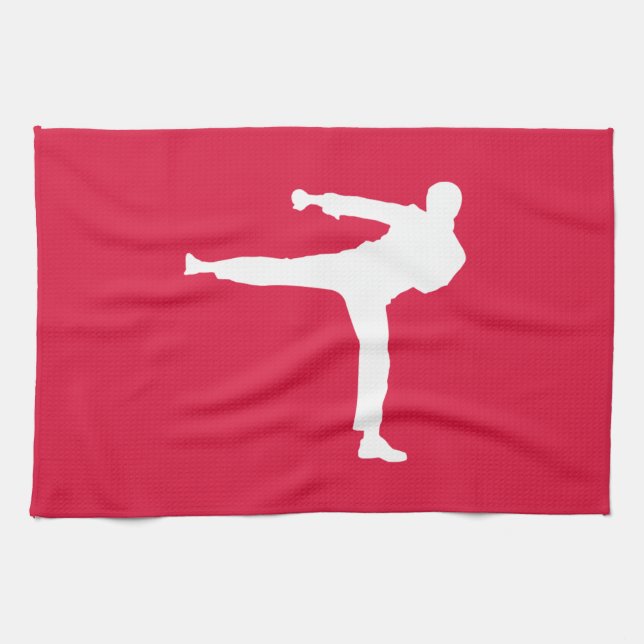 Crimson Red Martial Arts Kitchen Towel (Horizontal)