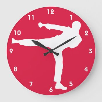 Crimson Red Martial Arts Large Clock by ColorStock at Zazzle