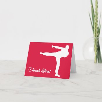 Crimson Red Martial Arts Thank You Card by ColorStock at Zazzle